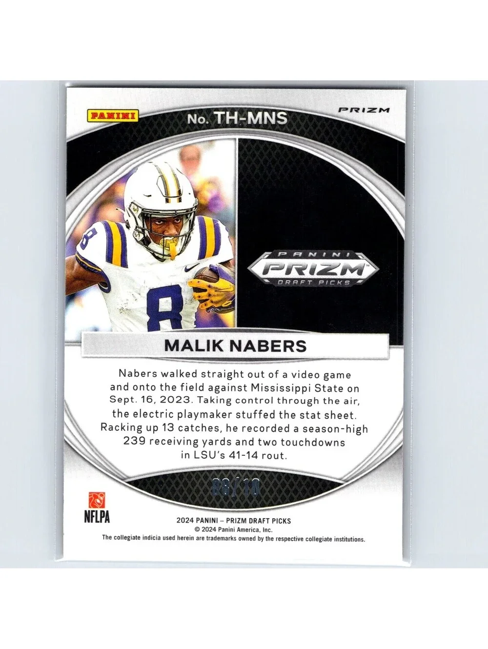 2024 Panini Prizm Draft Picks Trophy Hunting Malik Nabers Th-Mns (RC) Gold 8/10